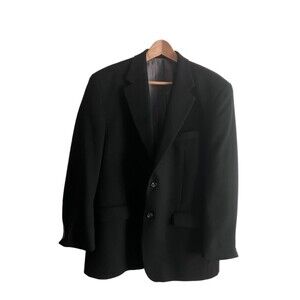 Chap’s Mens Black Two Button Sports Coat Blazer Silk Wool Cashmere Blend 42R